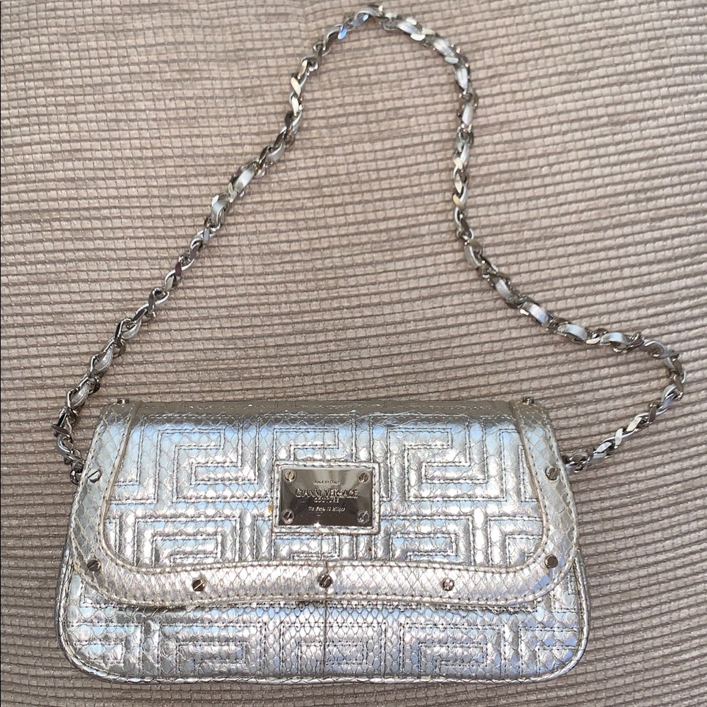 Gianni Versace Snake Skin Silver Shoulder Bag